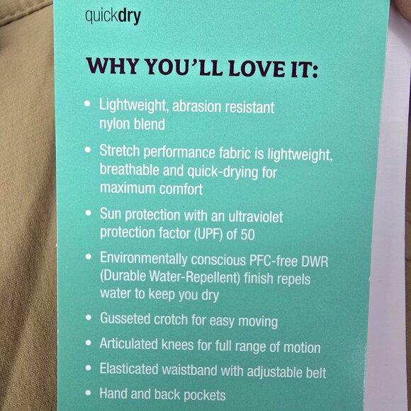 Marmot Arch Rock Pants Men's 40 Khaki Nylon Hiking Belted Outdoor Lightweight - Picture 6 of 10